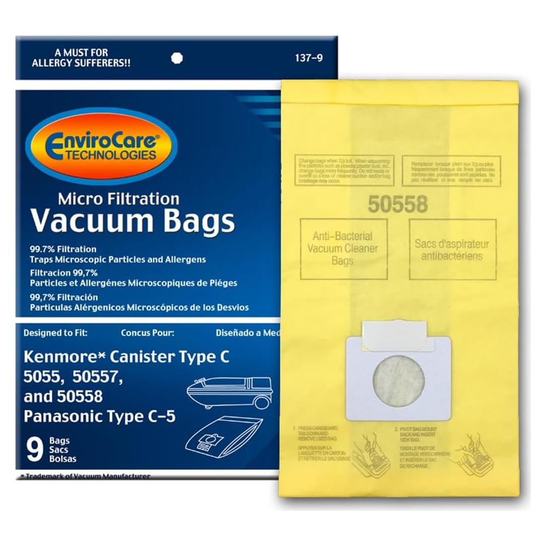 Bolsas de Aspiradora EnviroCare Tipo C/Q para Kenmore y Panasonic - 9 Unidades