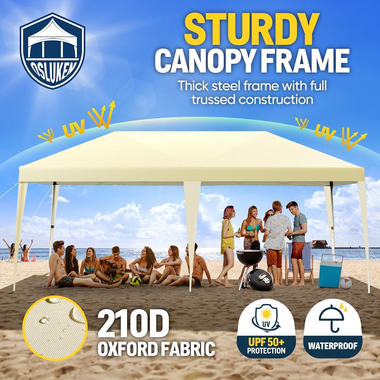 10x20 Pop Up Canopy Tent Heavy Duty with 6 Removable Sidewalls, Tents for Parties Event Wedding Commercial All Season Outdoor Waterproof Windproof UV 50+ Gazebo with Roller Bag, Thick Legs