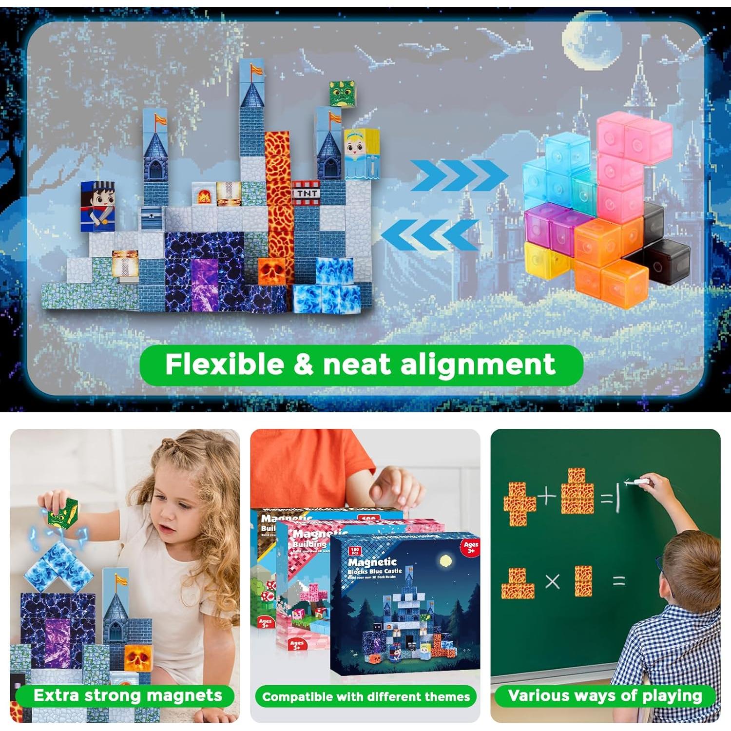 Bloques Magnéticos 100 PCS Castillo Azul Annexfun - Juguetes STEM