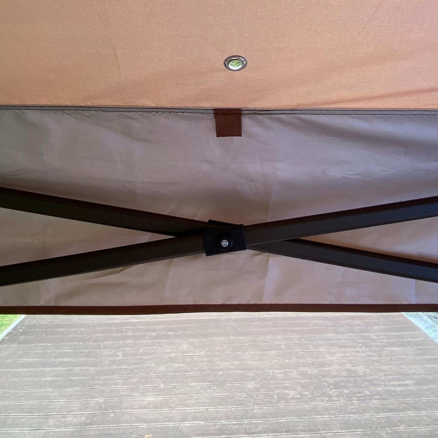 Gazebo Plegable TURRIDU 330x330cm con Red Desmontable Marrón