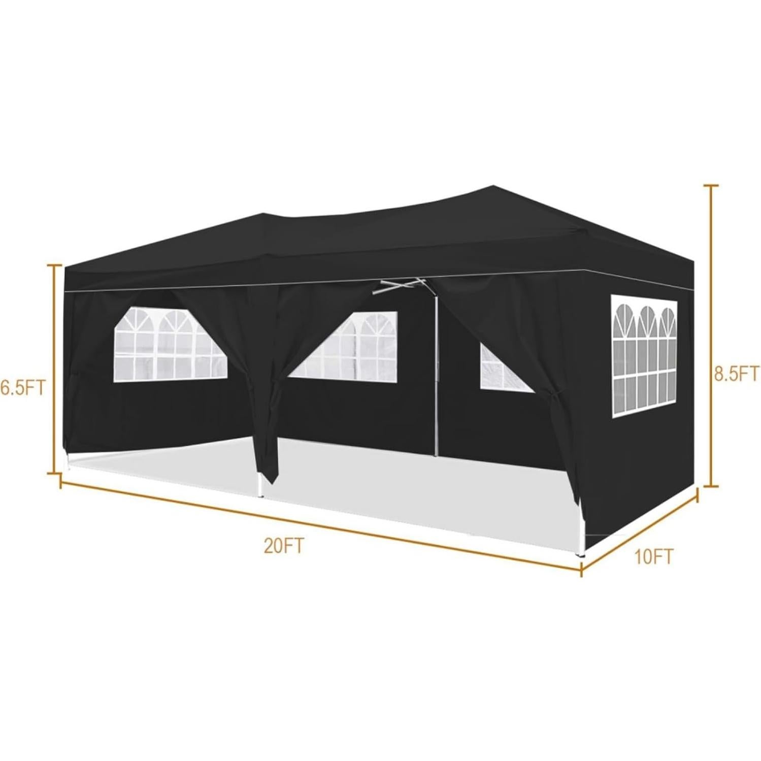 Carpa Plegable 3x6m Wheloy con 6 Paredes Removibles Negra