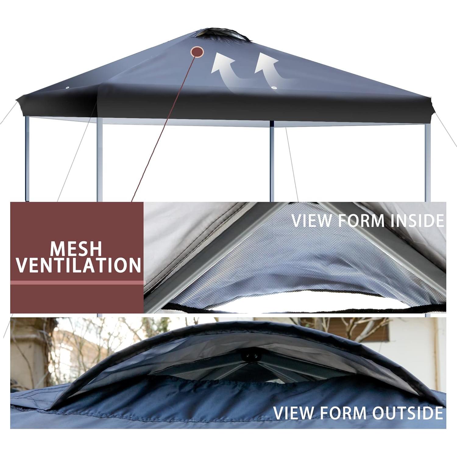 Carpa Plegable 3x3m SLOWSNAIL Negra con Estructura de Acero