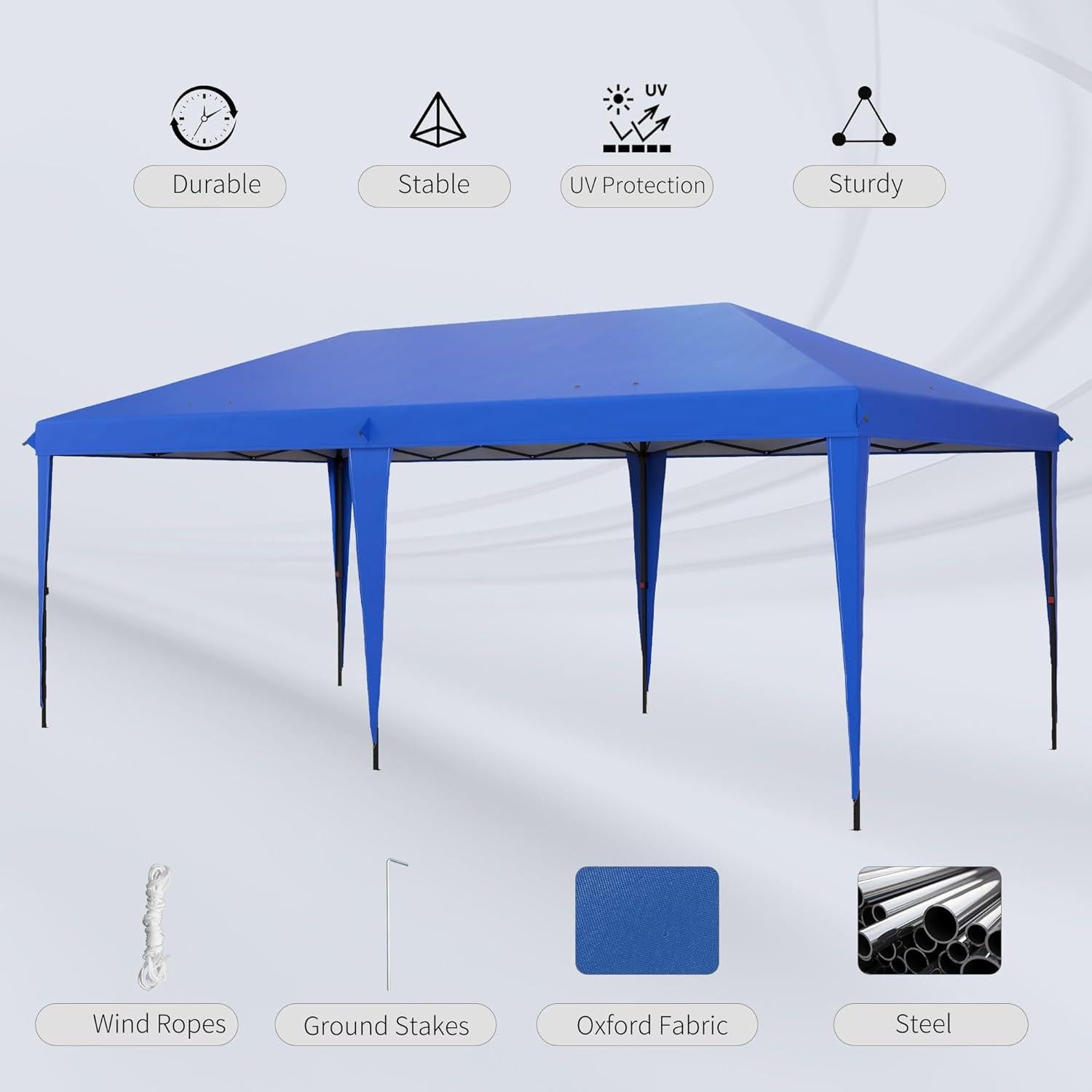 Carpa Plegable QiMaieeUSA 5.85x2.95m Resistente Azul
