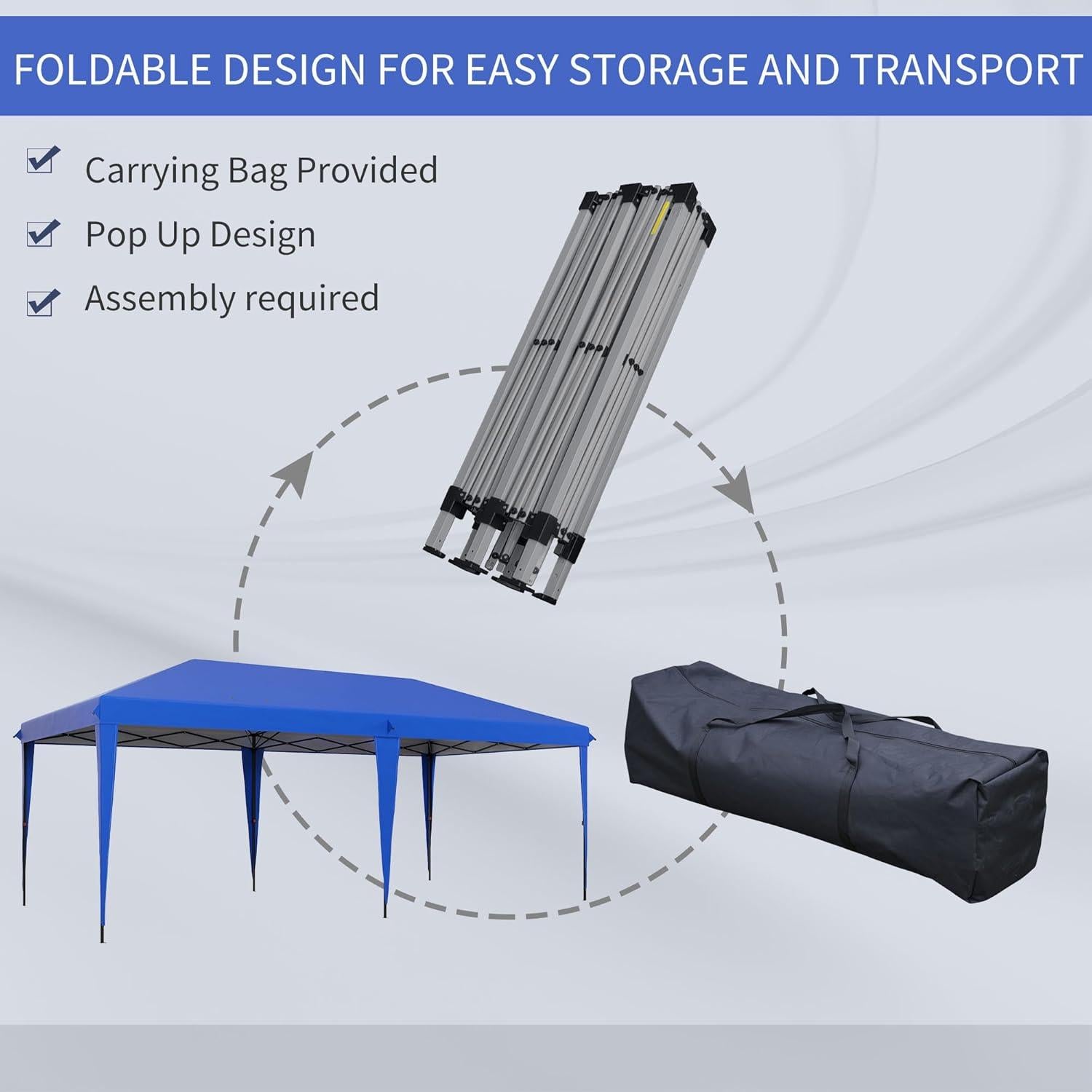 Carpa Plegable QiMaieeUSA 5.85x2.95m Resistente Azul