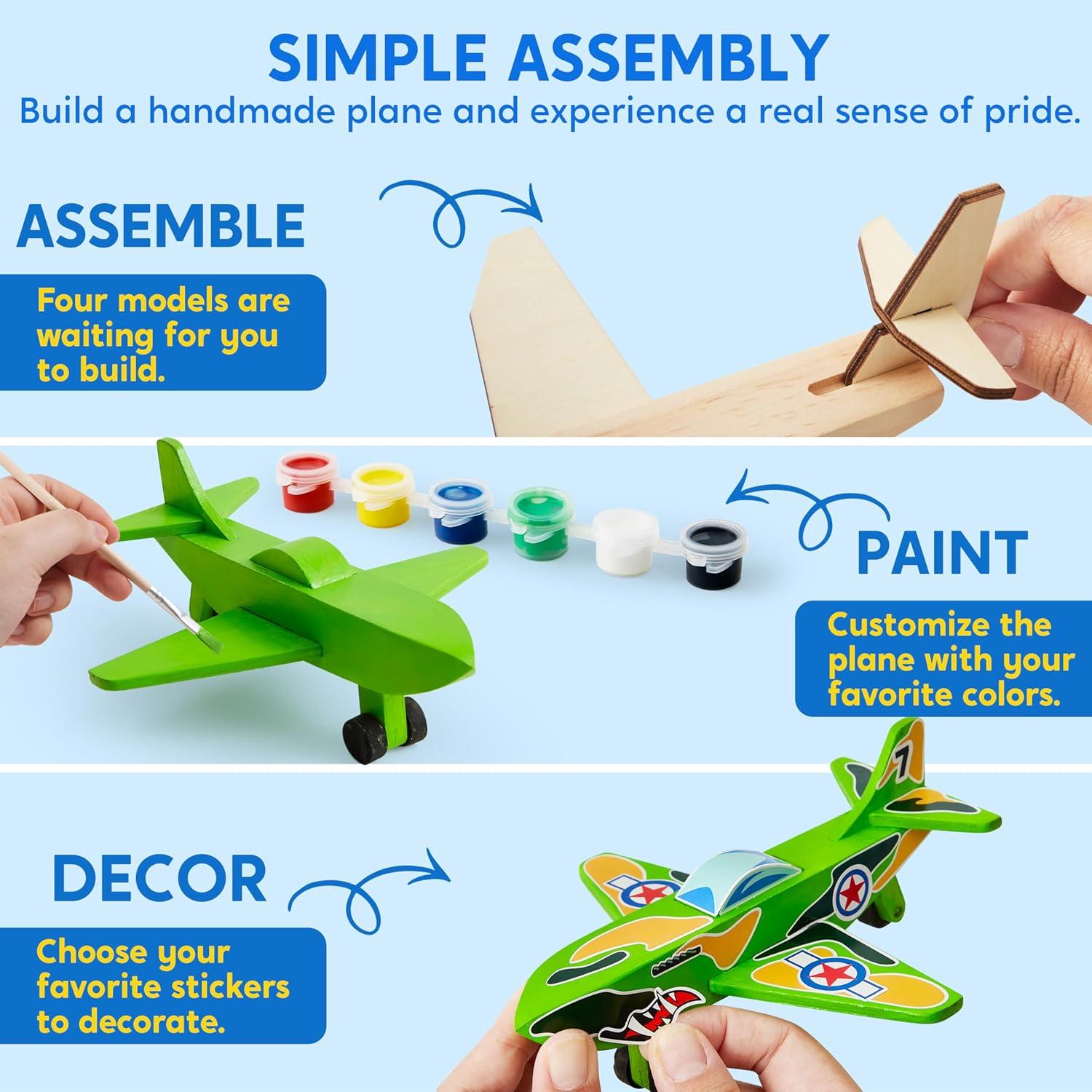 Klever Kits 4 Aeronaves de Madera DIY para Pintar