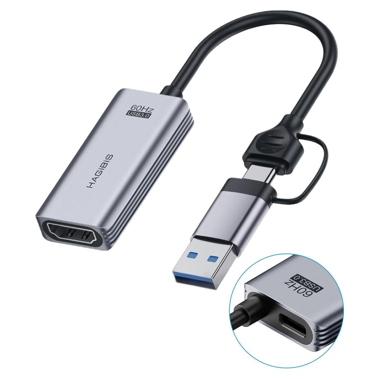 Hagibis Tarjeta Captura Video USB 3.0 1080P 60fps UHC07P