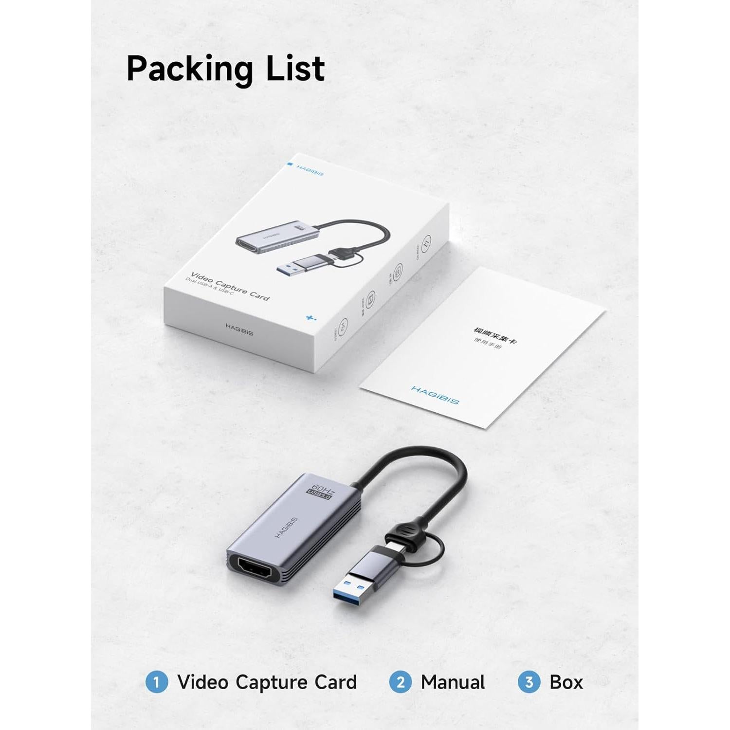 Hagibis Tarjeta Captura Video USB 3.0 1080P 60fps UHC07P