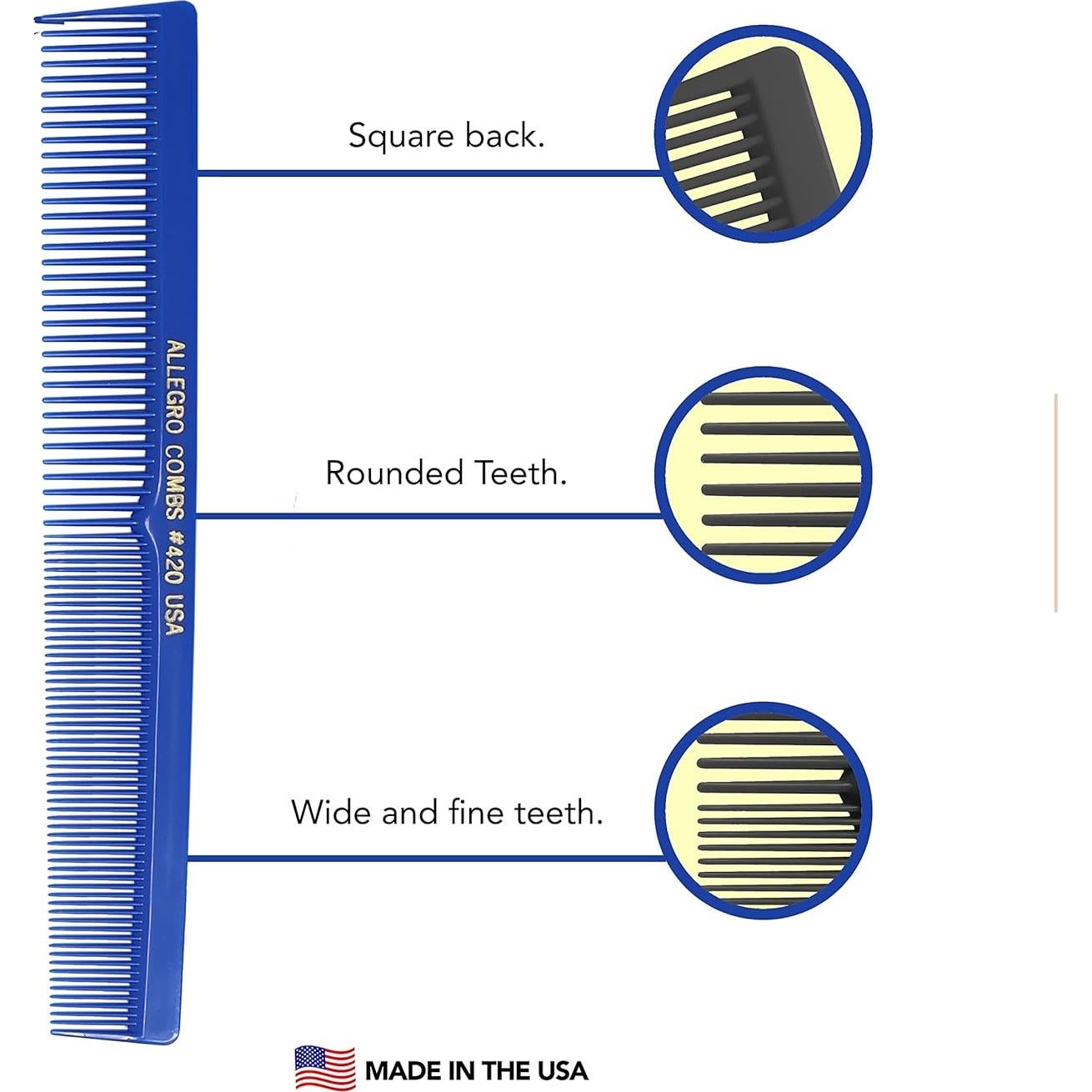 Peines de Peluquería Allegro Combs 420 - 6 Piezas Azul