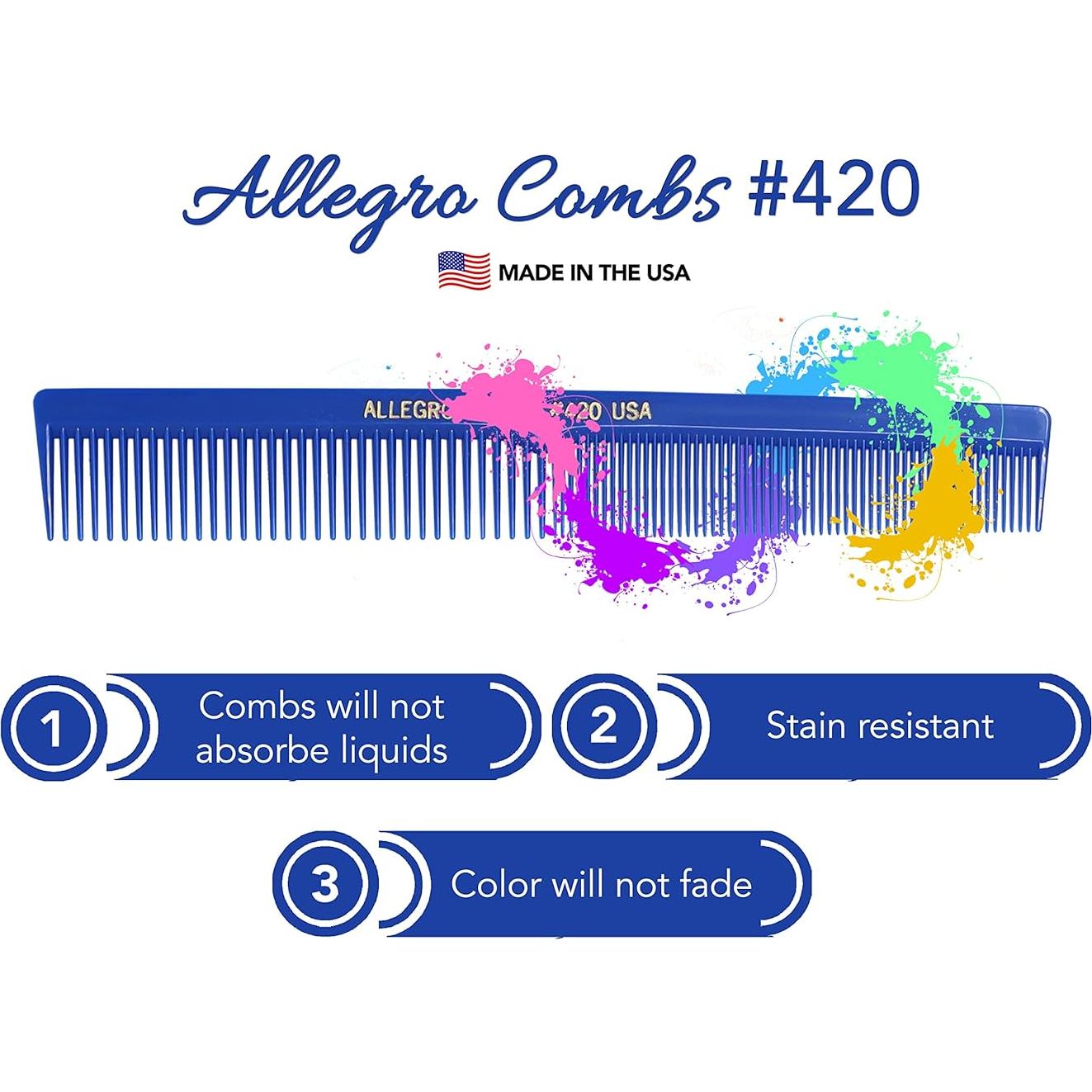 Peines de Peluquería Allegro Combs 420 - 6 Piezas Azul