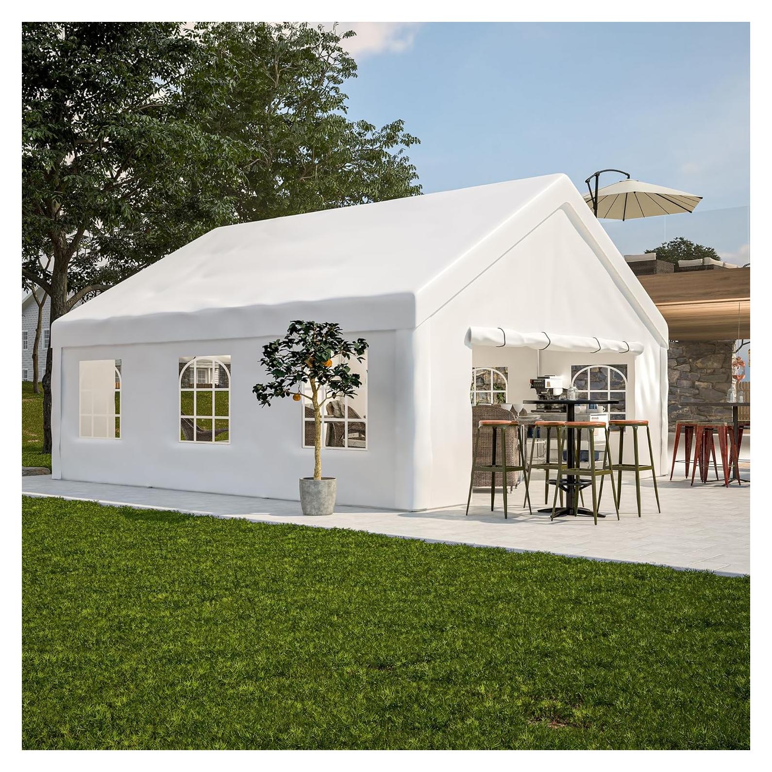 Spacious and Durable 20x20FT Party Tent with Removable Sidewalls, Waterproof and Windproof for Outdoor Events