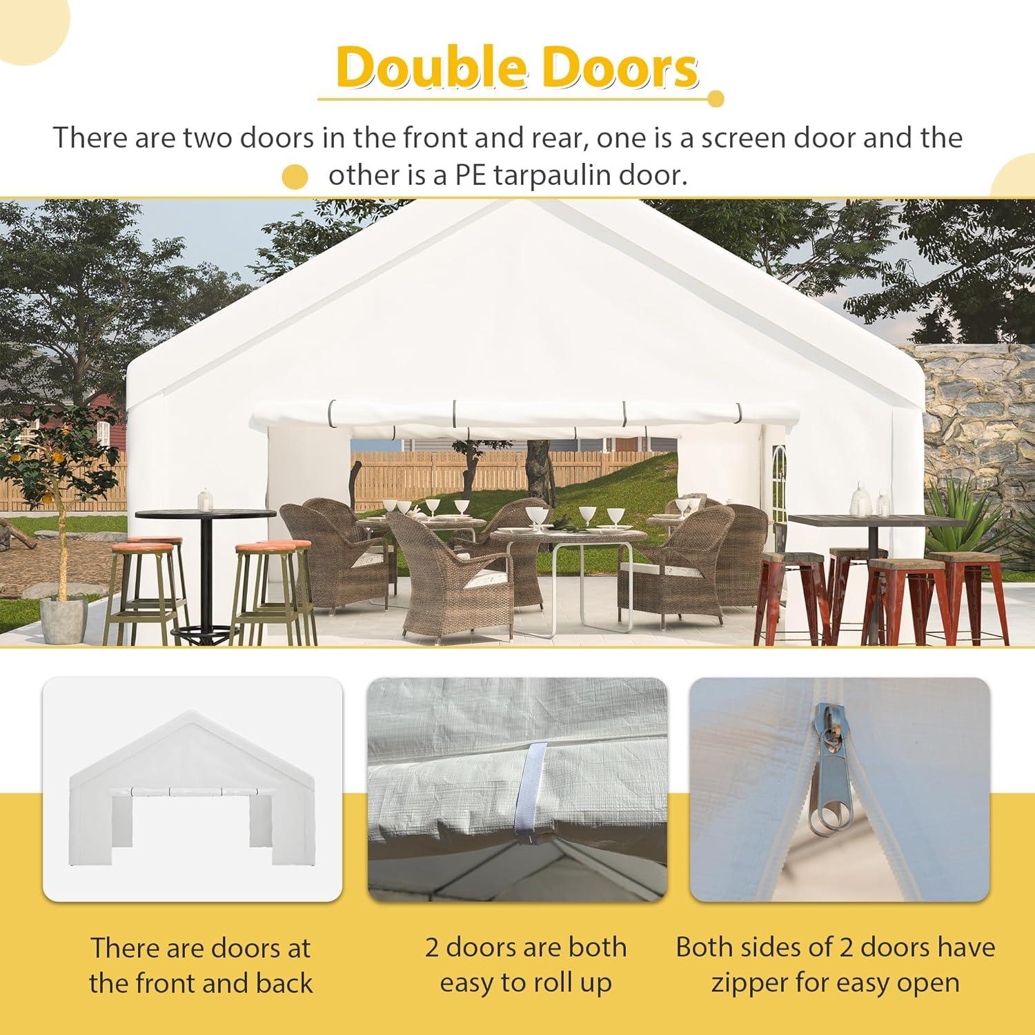 Spacious and Durable 20x20FT Party Tent with Removable Sidewalls, Waterproof and Windproof for Outdoor Events