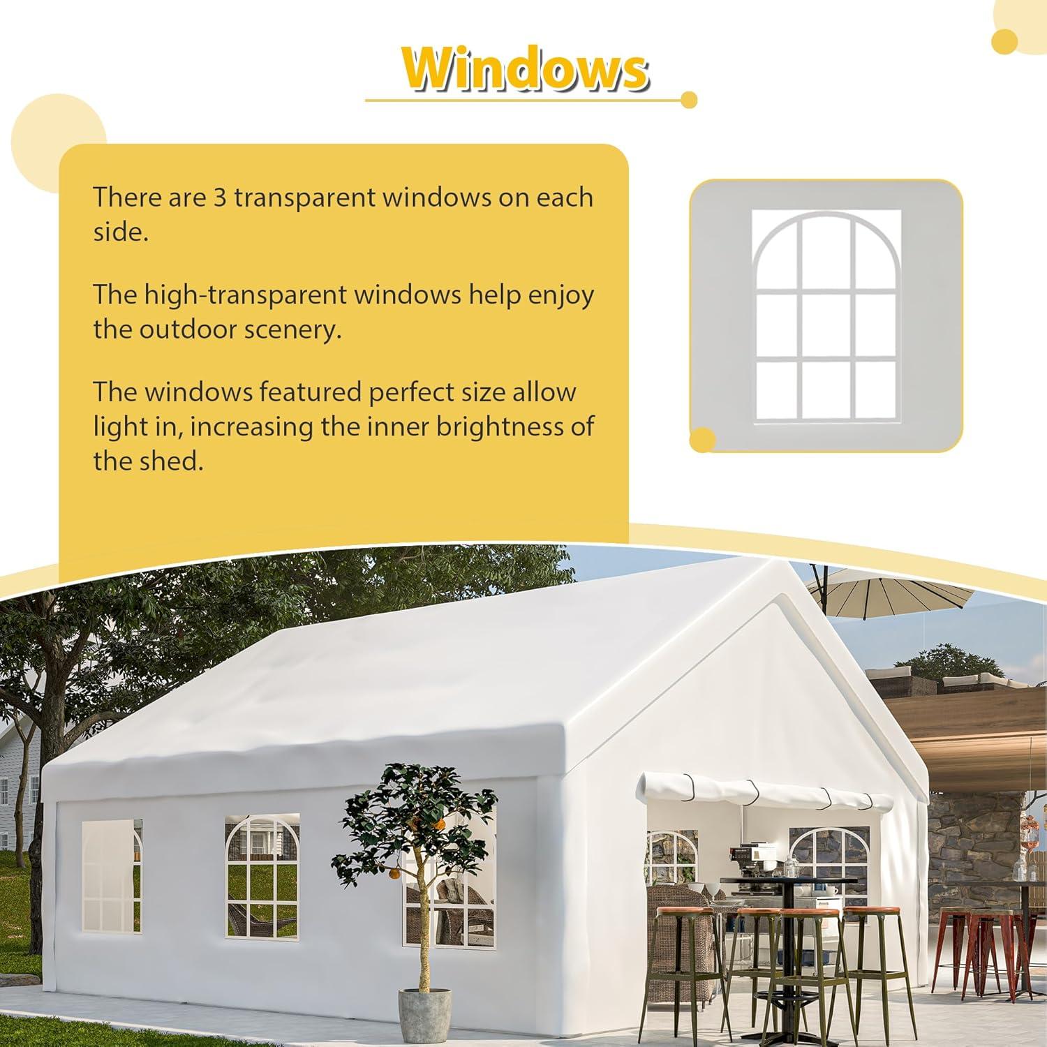 Spacious and Durable 20x20FT Party Tent with Removable Sidewalls, Waterproof and Windproof for Outdoor Events