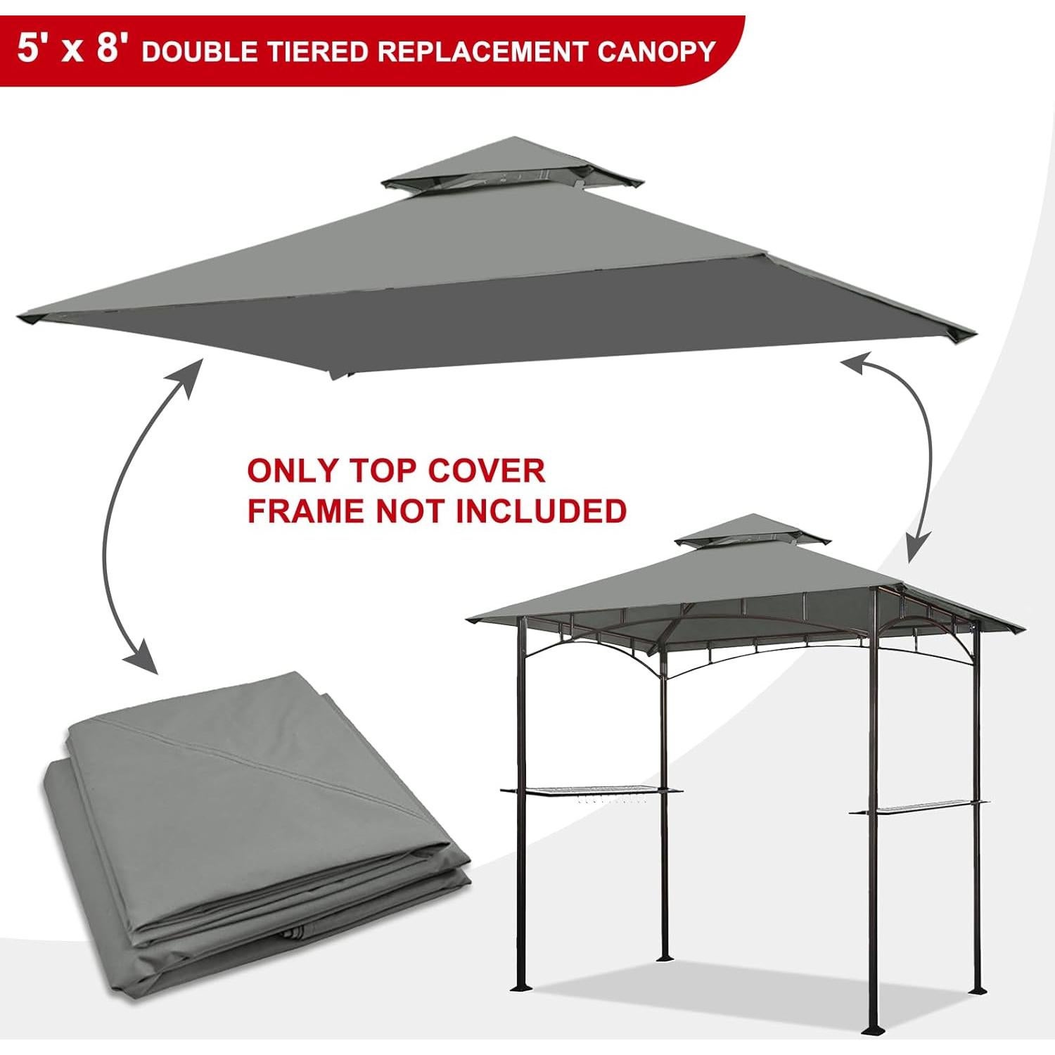 Cubierta de Reemplazo para Gazebo Eurmax 5x8 Gris UV Resistente