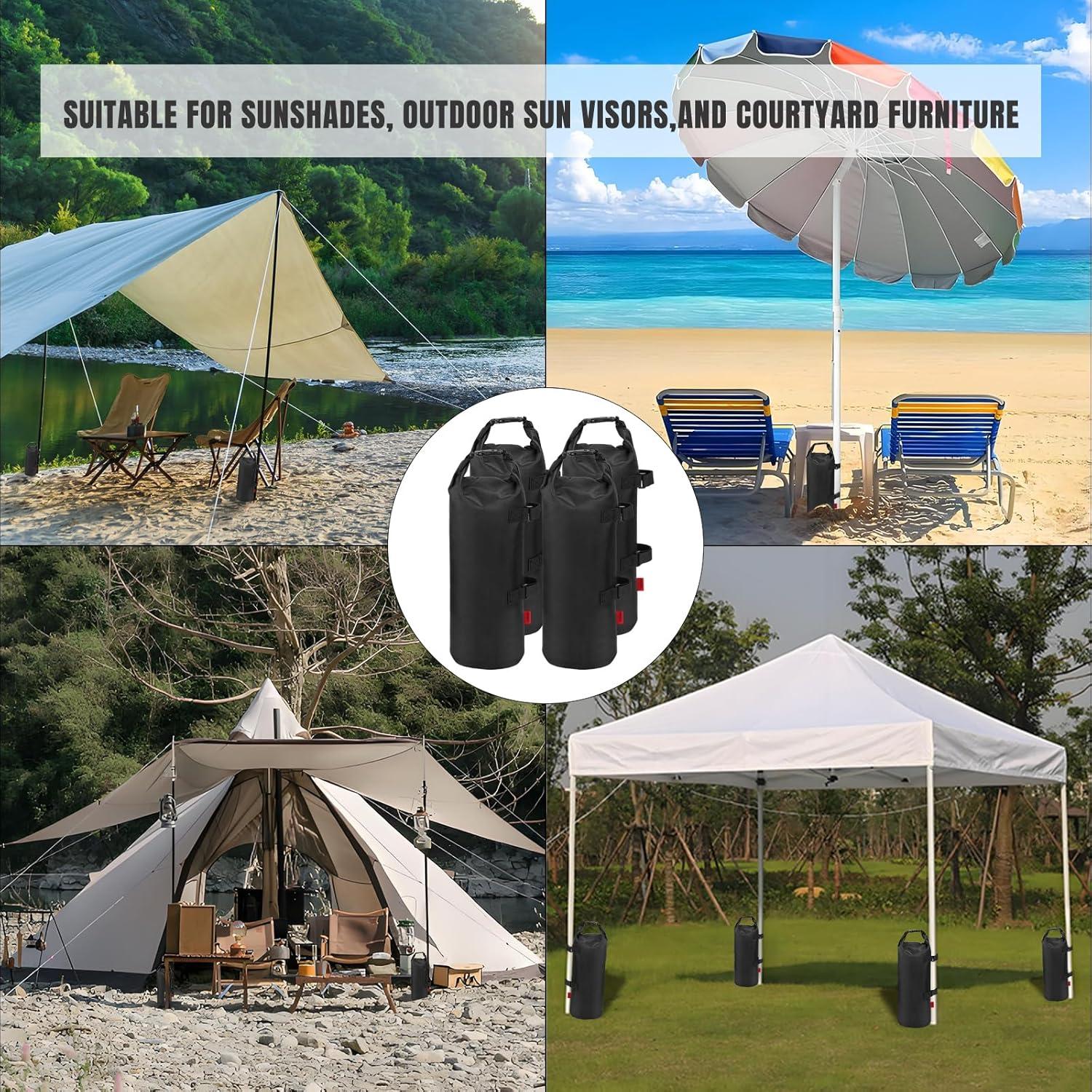 YOOFAN Heavy Duty Sand Bags for Canopy Legs (Set of 4) – 1680D Waterproof Oxford Fabric with Upgraded Hook & Loop Straps – Ideal Weights for Tent, Gazebo, Bounce House