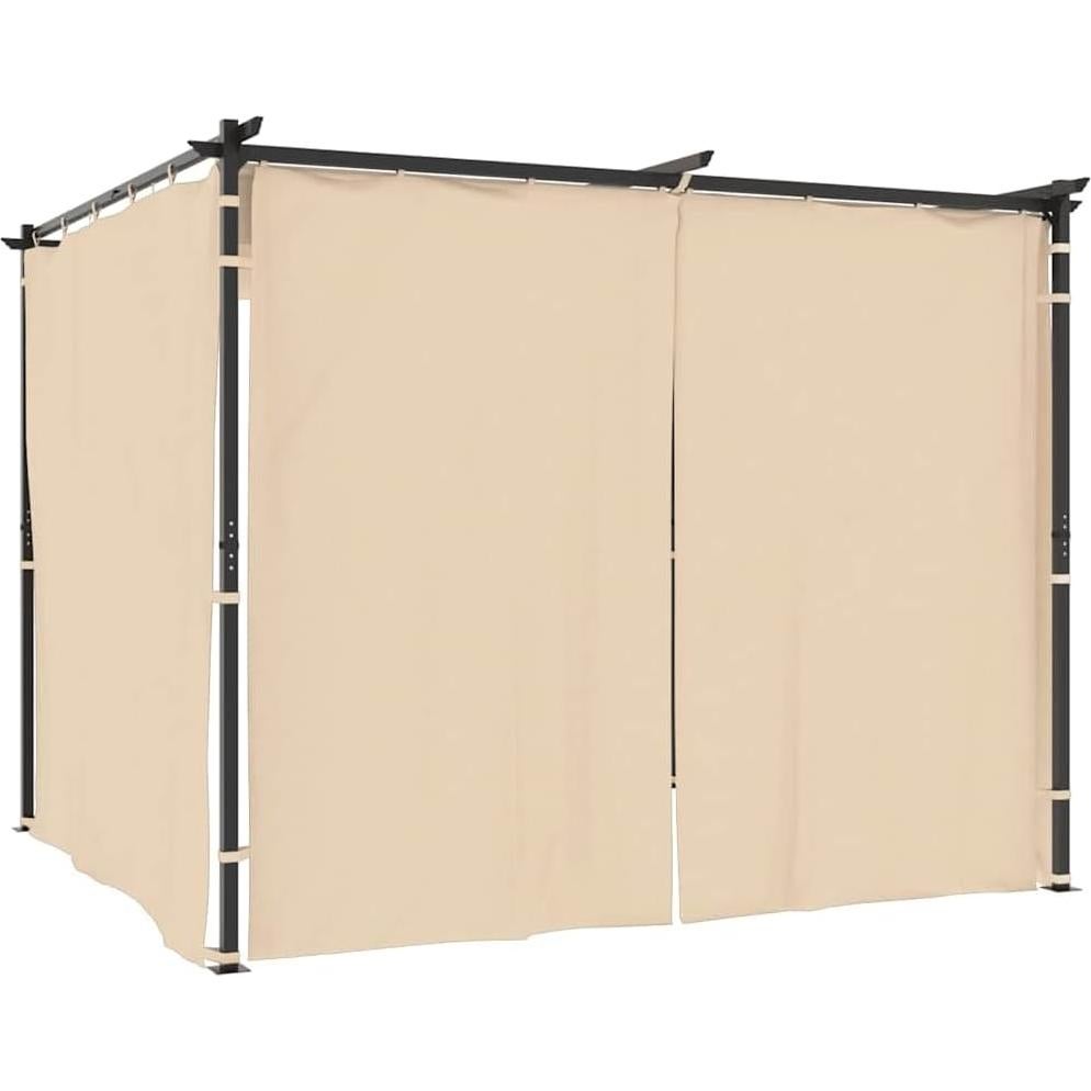 Gazebo with Curtains 9.8'x9.8' Cream Steel,Outdoor Gazebo with Water and UV Protection Durable Party Tent for Family Gatherings and Special Events Garden Structures