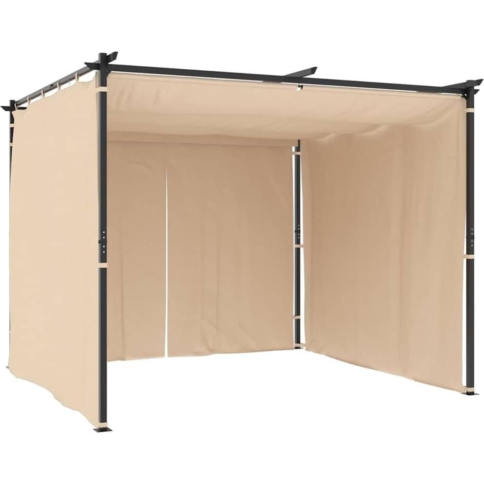 Gazebo with Curtains 9.8'x9.8' Cream Steel,Outdoor Gazebo with Water and UV Protection Durable Party Tent for Family Gatherings and Special Events Garden Structures