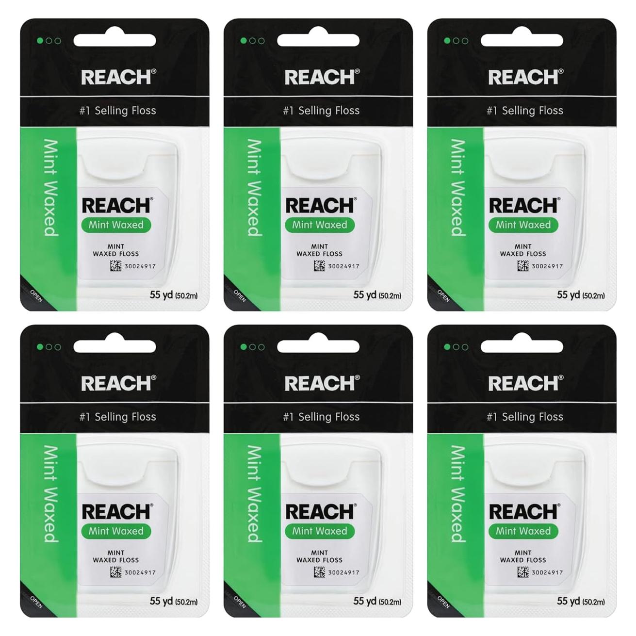 Hilo Dental Cerado REACH Menta 55 m Resistente a Desgarros