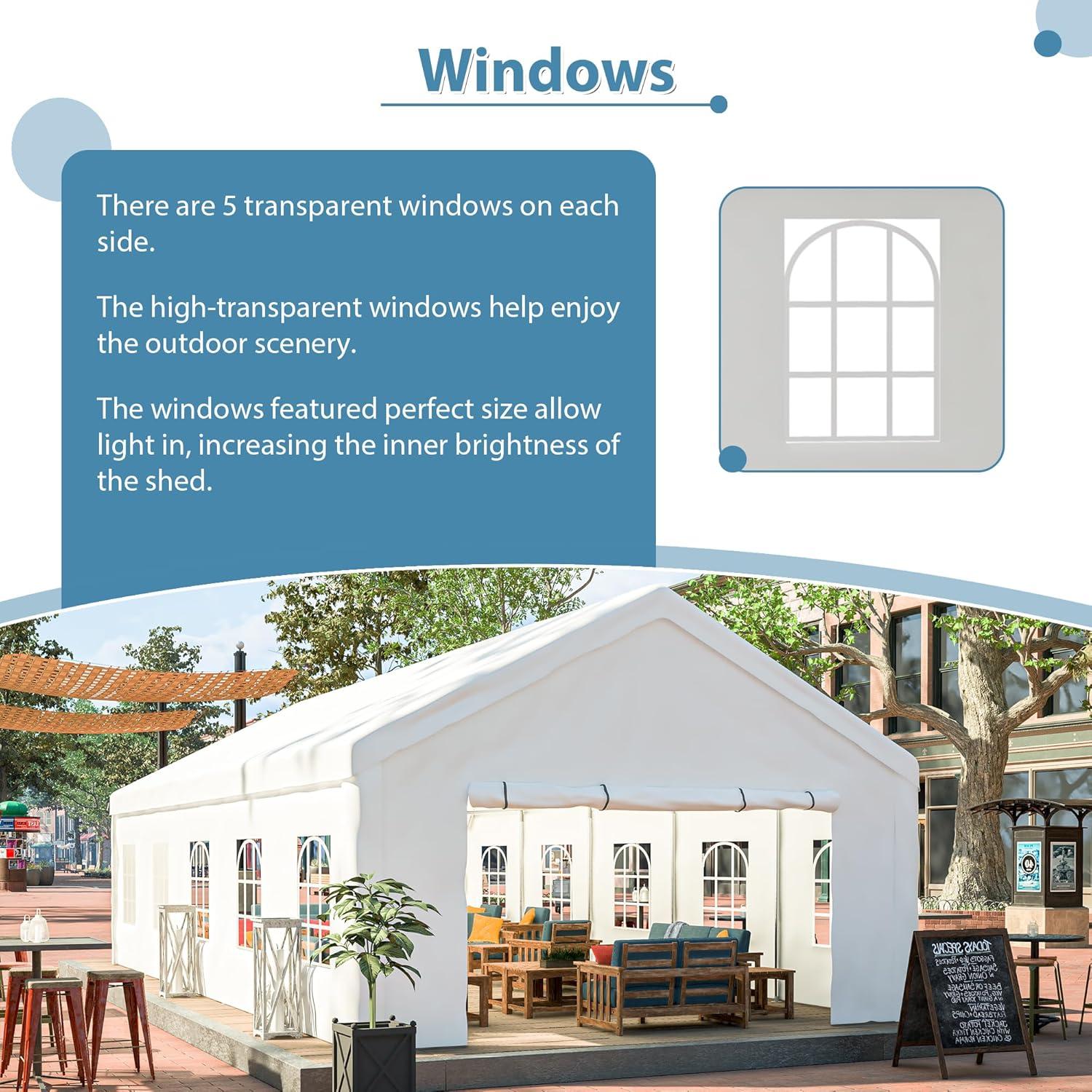 16x32FT Heavy Duty Party Tent, Instant Wedding, Event Shelter with Storage Bags & Removable Walls