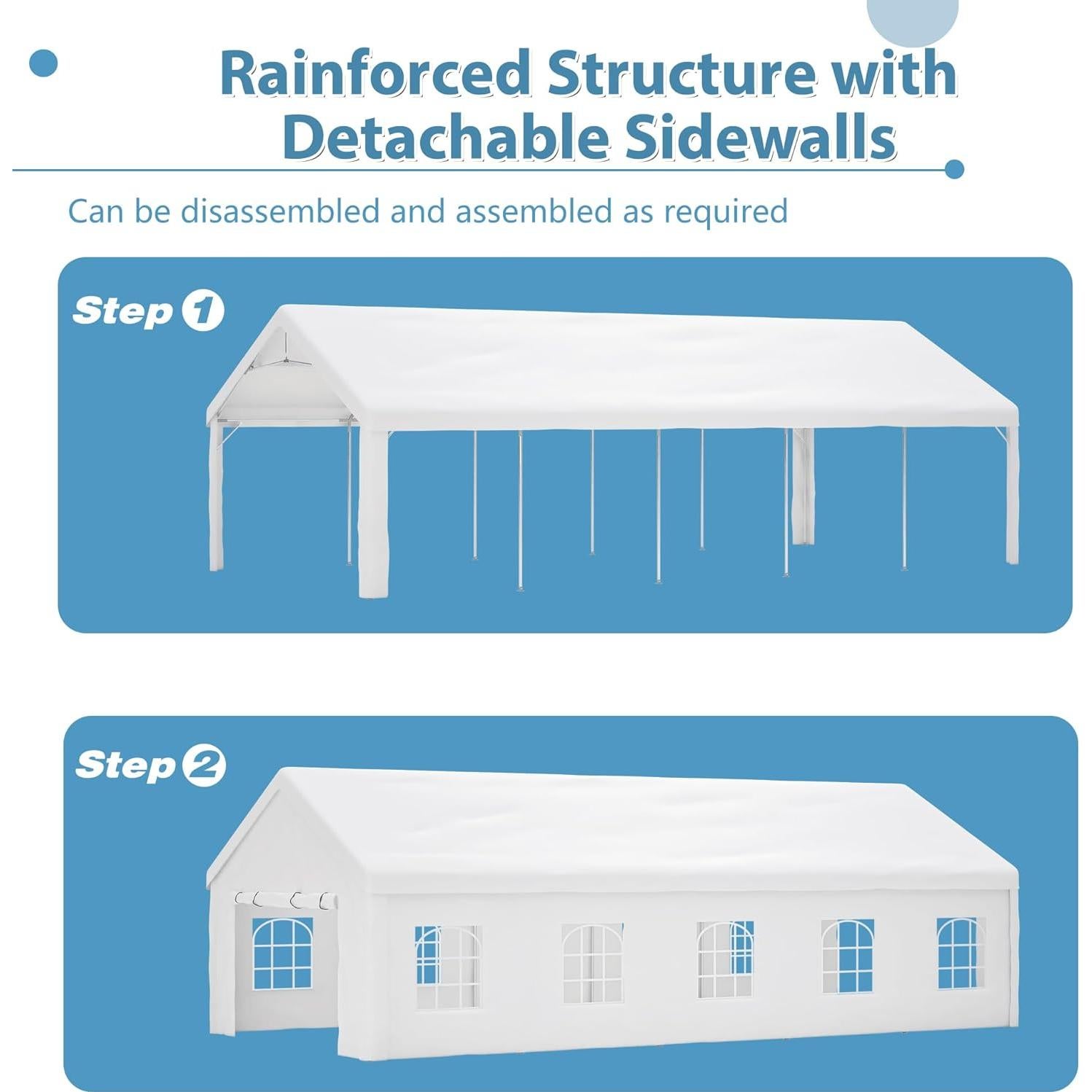 16x32FT Heavy Duty Party Tent, Instant Wedding, Event Shelter with Storage Bags & Removable Walls