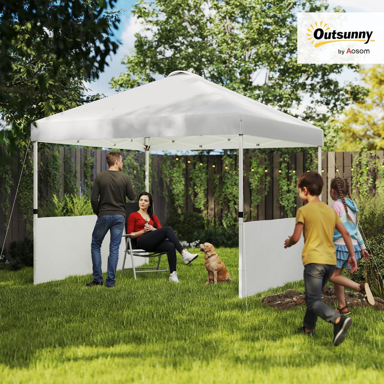 Carpa Plegable Outsunny 3x3m con 2 Paredes UV50+ para 9 Personas