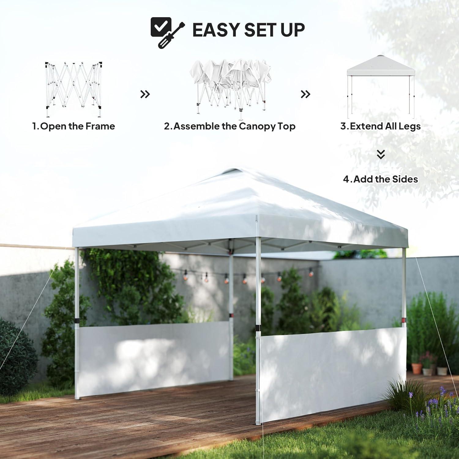 Carpa Plegable Outsunny 3x3m con 2 Paredes UV50+ para 9 Personas