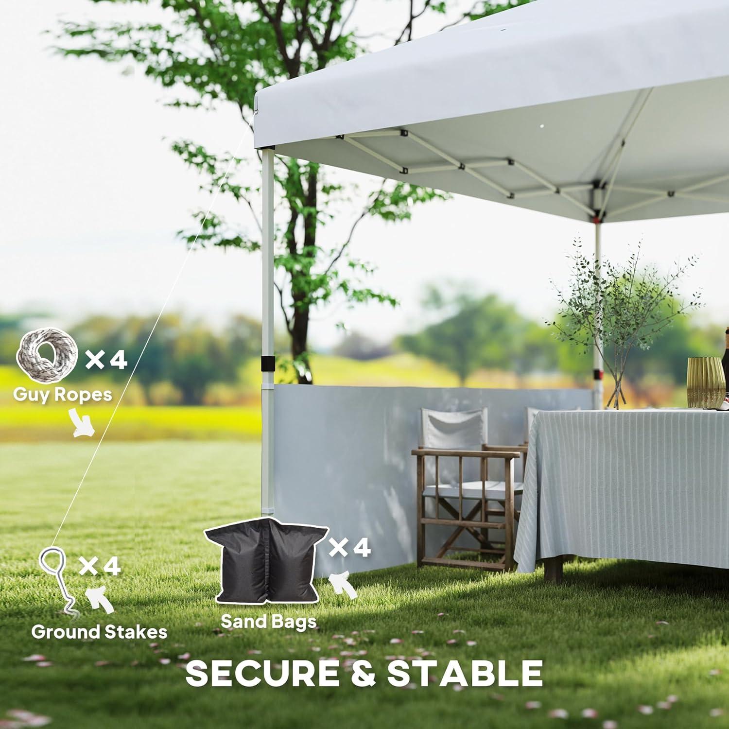 Carpa Plegable Outsunny 3x3m con 2 Paredes UV50+ para 9 Personas