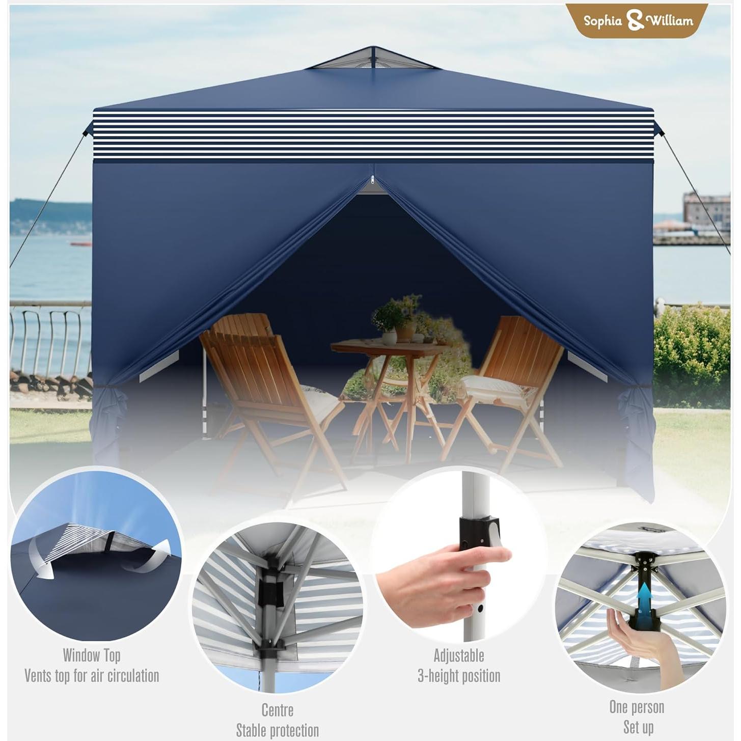 Tienda de Dosel Pop Up Sophia & William 3.05x3.05m UPF50+