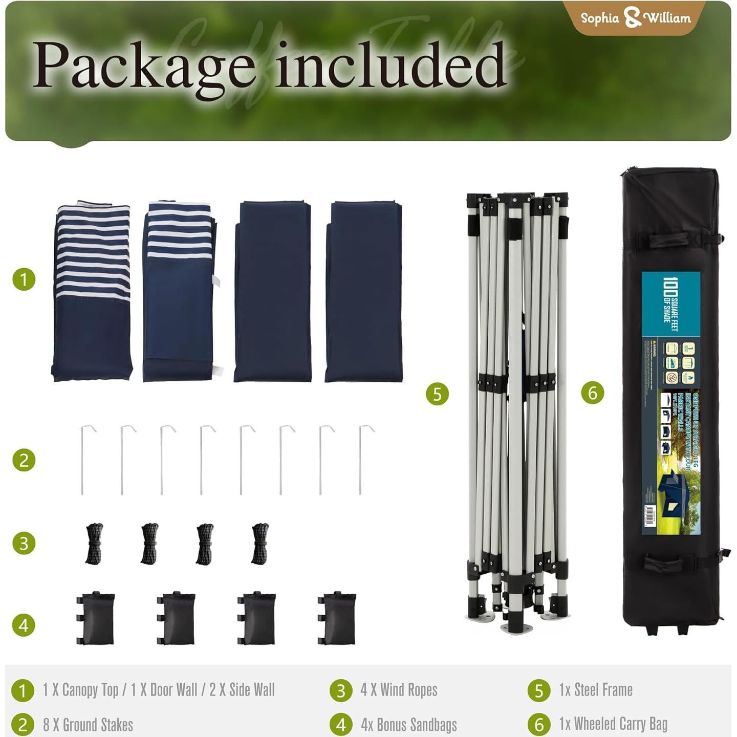 Tienda de Dosel Pop Up Sophia & William 3.05x3.05m UPF50+