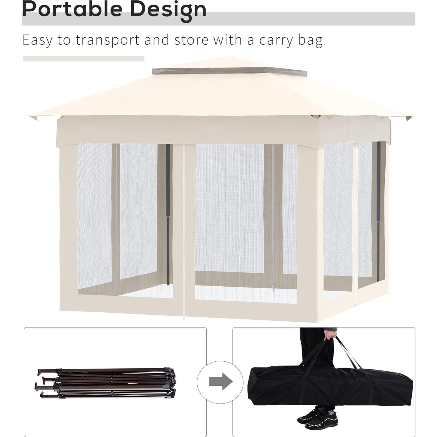 Carpa Plegable AnhuaUSA 3.25x3.25m con Malla y Bolsa