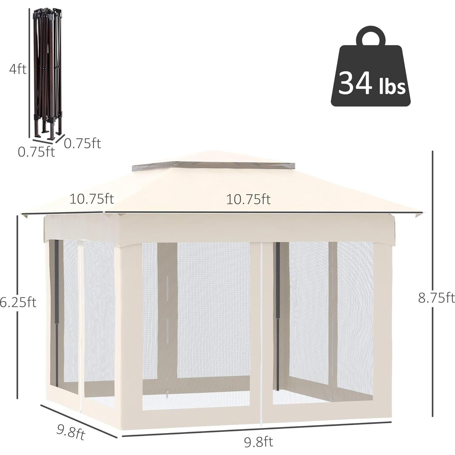 Carpa Plegable AnhuaUSA 3.25x3.25m con Malla y Bolsa