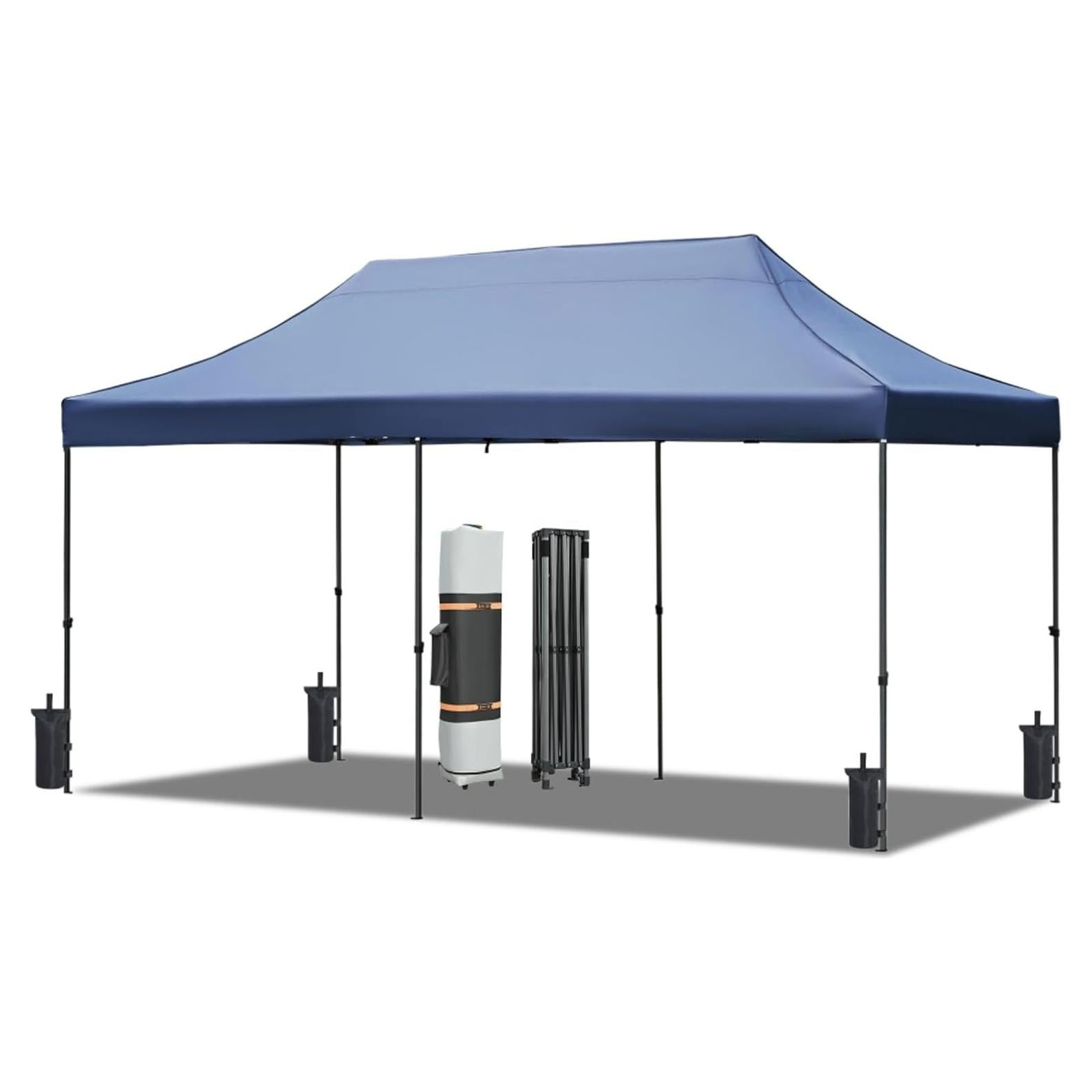 10x20 Pop Up Canopy Tent with 6 Sidewalls, Heavy Duty Party Tent, UV and Waterproof Protection, 3 Height Adjustable Outdoor Canopy Tent with Roller Bag for Weddings, Events, and Beach (Navy)