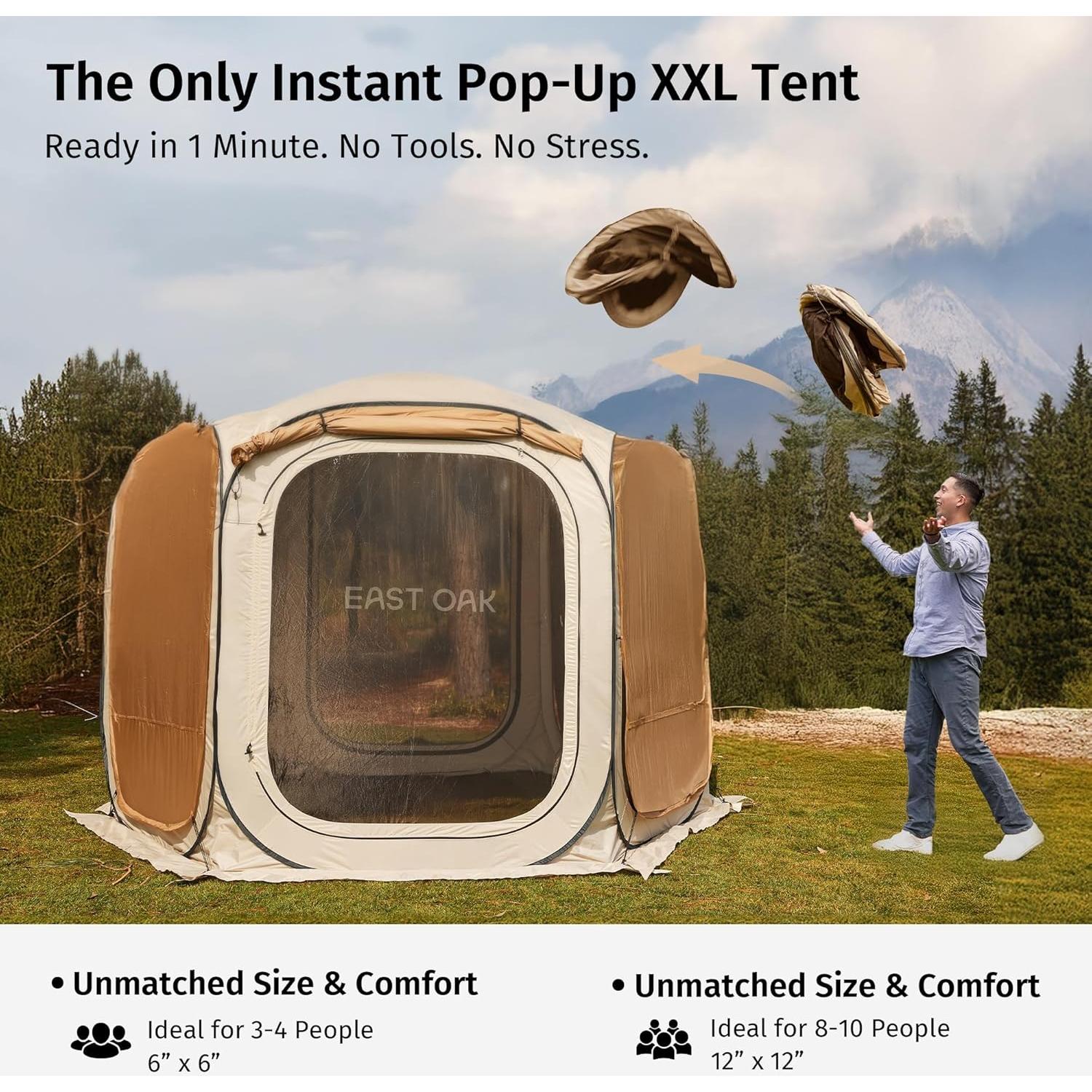 Carpa Plegable East Oak 3.66x3.66m con Malla y Bolsa de Transporte
