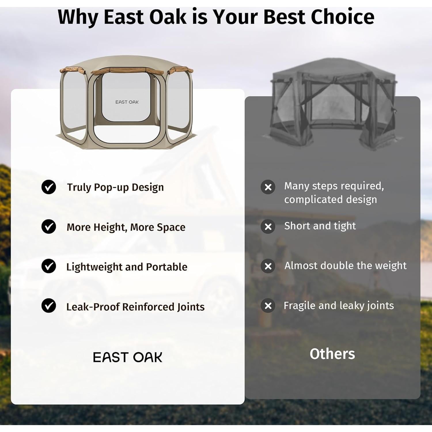 Carpa Plegable East Oak 3.66x3.66m con Malla y Bolsa de Transporte