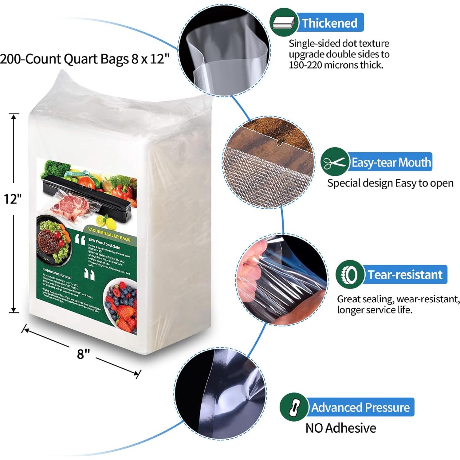200 Bolsas de Sellado al Vacío AENTGIU 20x30 cm Gruesas