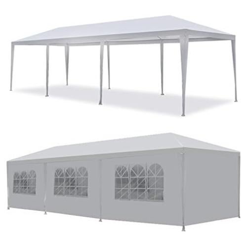 ZenStyle 10'x30' Large Outdoor Canopy Party Tent Wedding Tent with 6 Removable Window Sidewalls & 2 Zippered Doorways Gazebo Storage Pavilion Canopy Carport, White