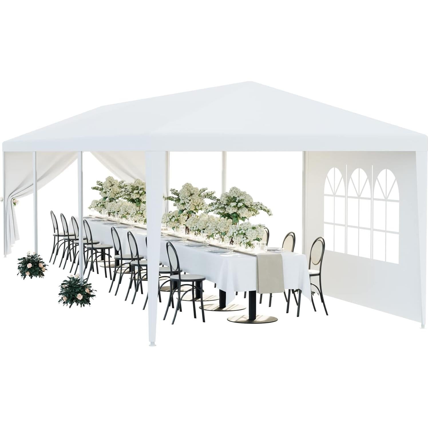 ZenStyle 10'x30' Large Outdoor Canopy Party Tent Wedding Tent with 6 Removable Window Sidewalls & 2 Zippered Doorways Gazebo Storage Pavilion Canopy Carport, White