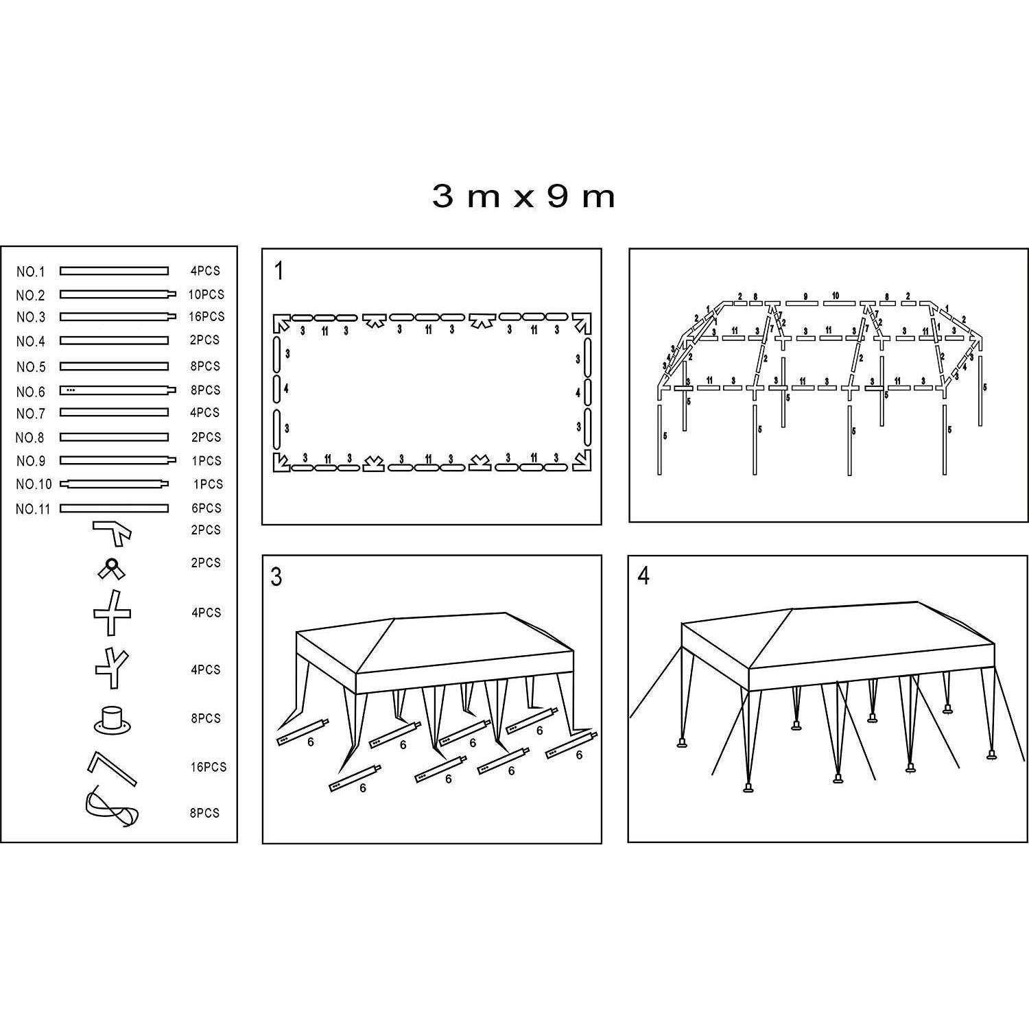 ZenStyle 10'x30' Large Outdoor Canopy Party Tent Wedding Tent with 6 Removable Window Sidewalls & 2 Zippered Doorways Gazebo Storage Pavilion Canopy Carport, White