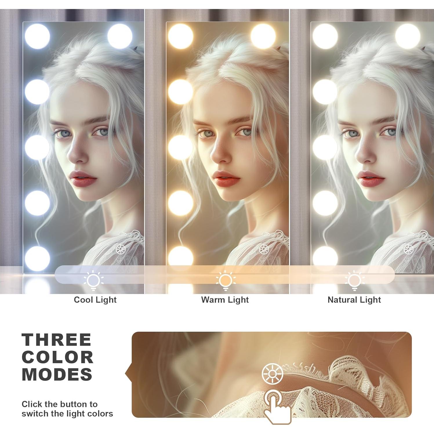 Espejo de Maquillaje Hasipu con Luces LED 24.9x35.1 cm