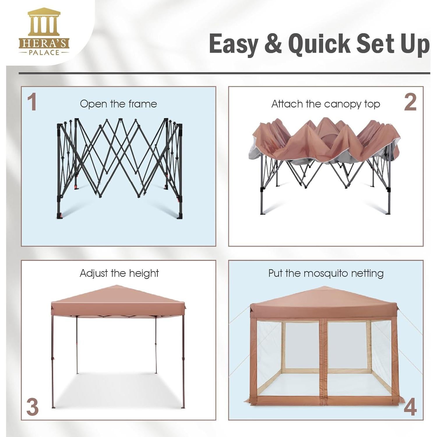 Carpa Plegable PALACIO DE HERA 3.05x3.05m con Mosquiteros