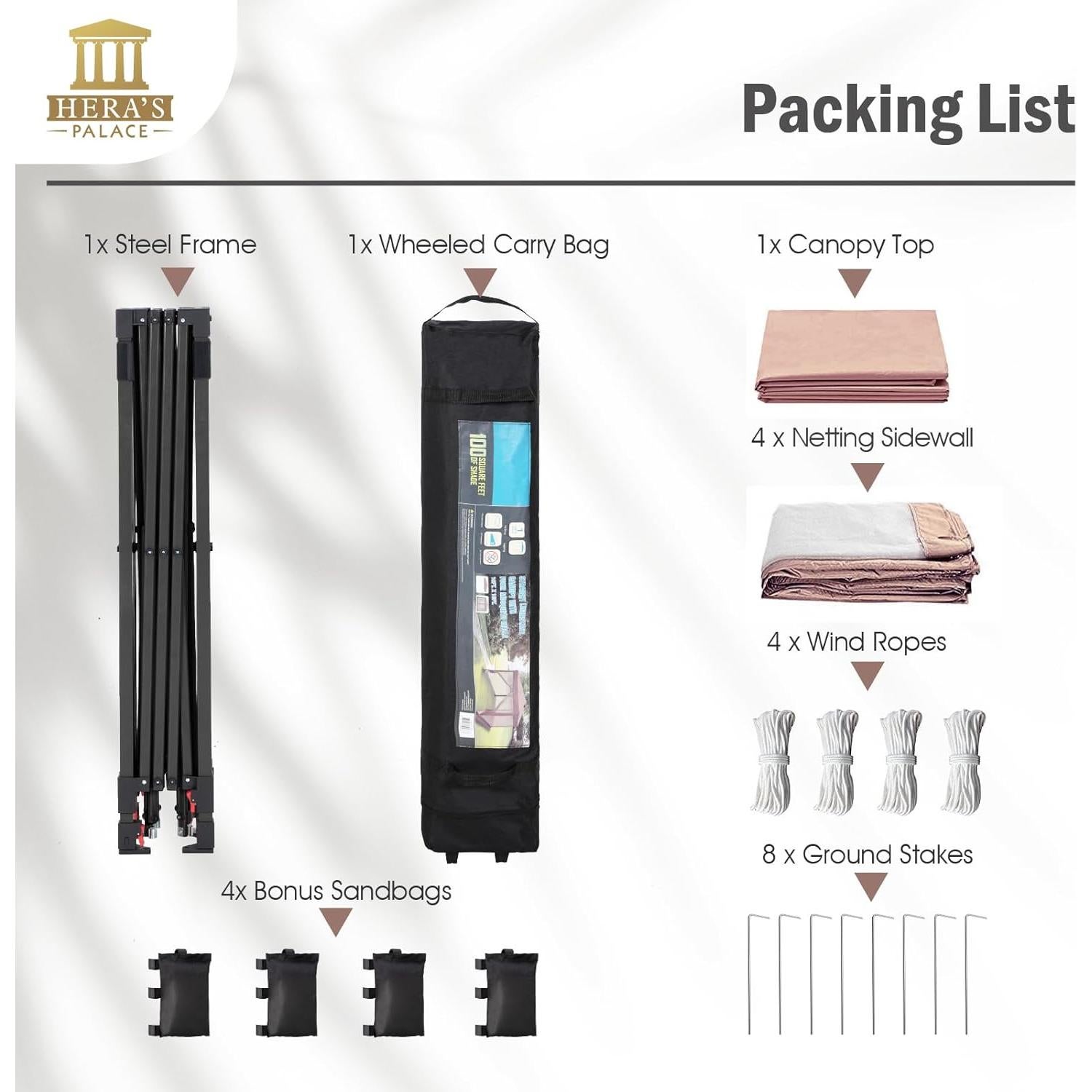 Carpa Plegable PALACIO DE HERA 3.05x3.05m con Mosquiteros