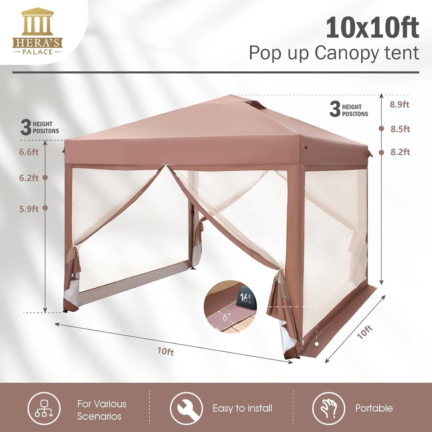 Carpa Plegable PALACIO DE HERA 3.05x3.05m con Mosquiteros