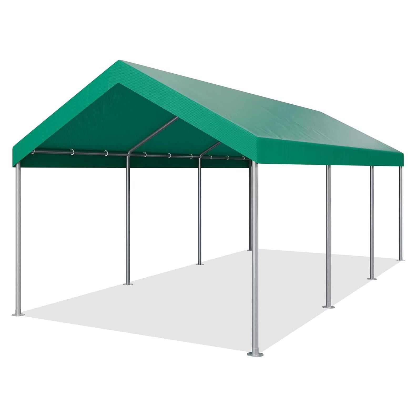 Carport Canopy JYQAQA 3.05x6.1m Estructura Acero Verde Básico
