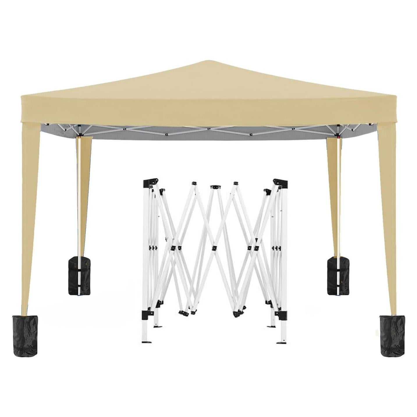 Carpa Plegable 3x3m VENBER con Paredes Removibles Beige