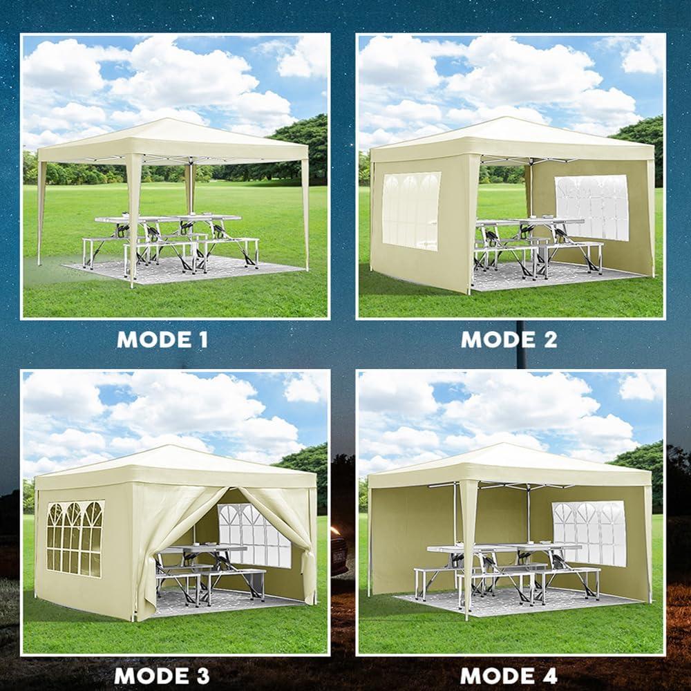 Carpa Plegable 3x3m VENBER con Paredes Removibles Beige