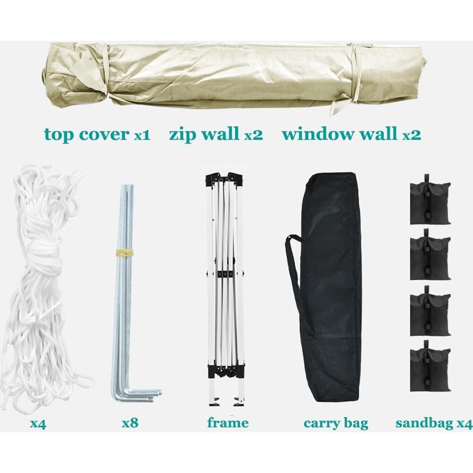 Carpa Plegable 3x3m VENBER con Paredes Removibles Beige