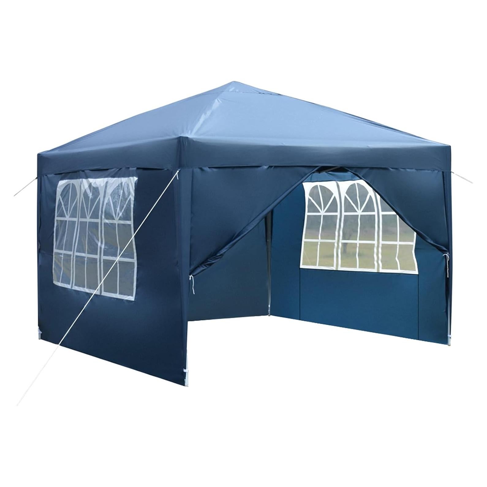 10'x10' Pop Up Canopy Tent Party Beach Tent Outdoor Camping Tent with 4 Removable Sidewalls Waterproof Gazebo Easy Set Up Canopy Shelter for Family, Parties, BBQ Events