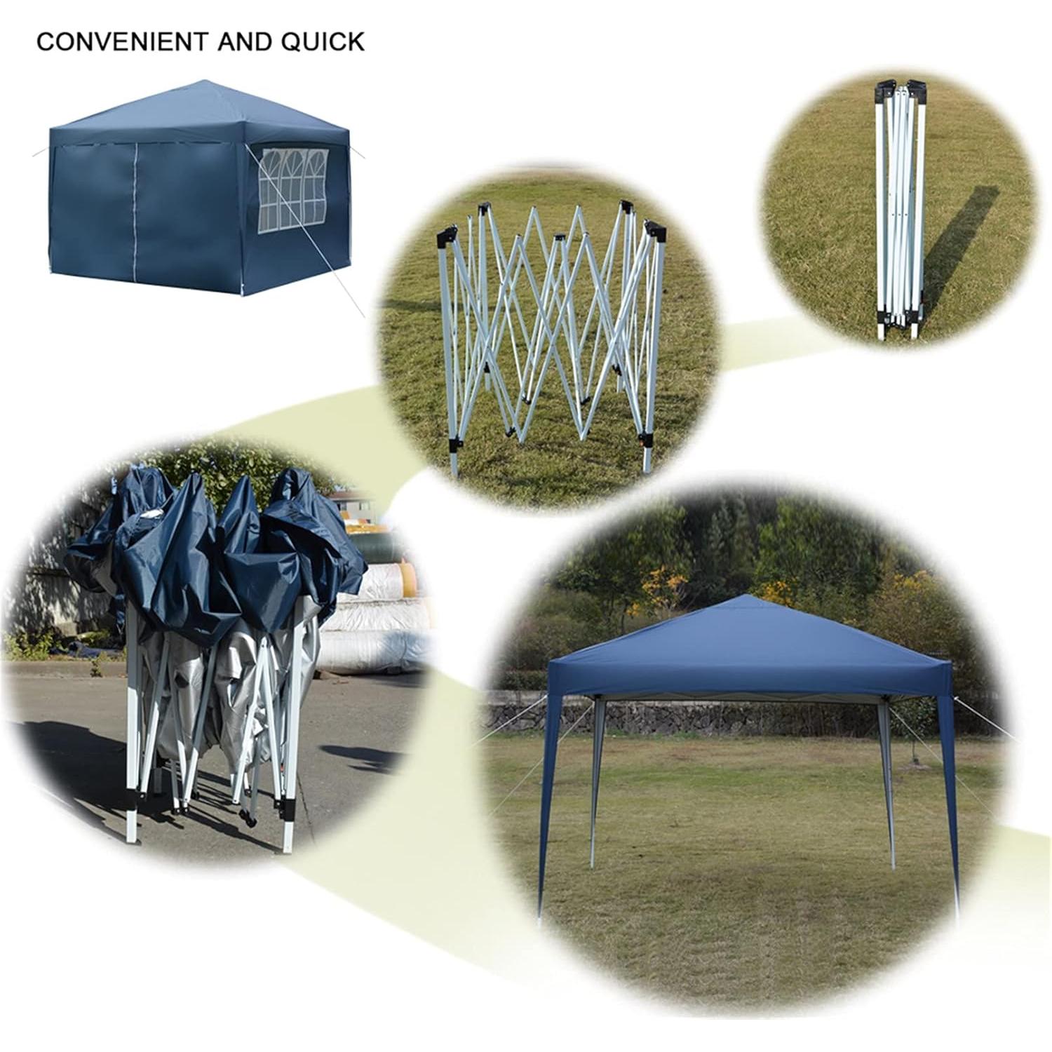 10'x10' Pop Up Canopy Tent Party Beach Tent Outdoor Camping Tent with 4 Removable Sidewalls Waterproof Gazebo Easy Set Up Canopy Shelter for Family, Parties, BBQ Events