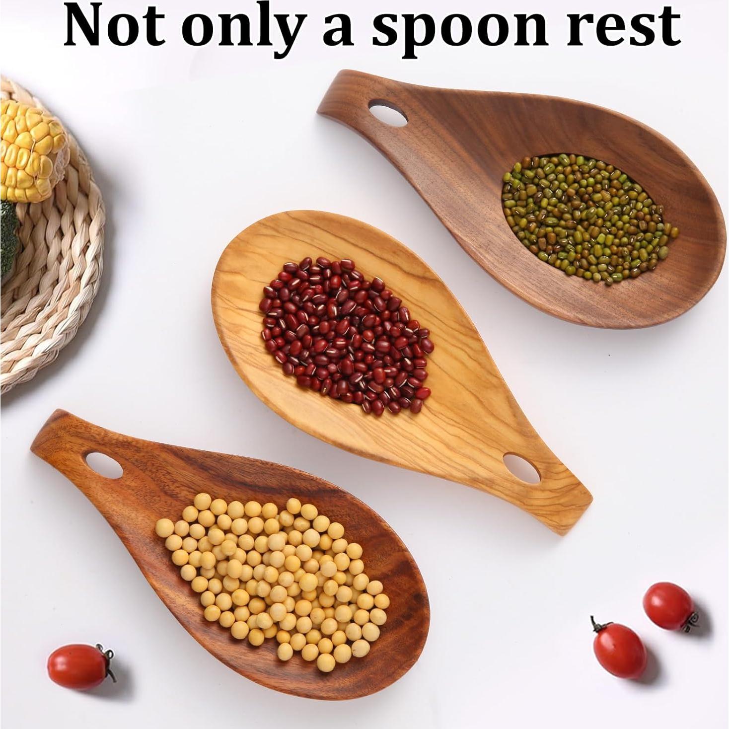 Soporte de Cuchara de Silicona y Madera de Acacia 20cm