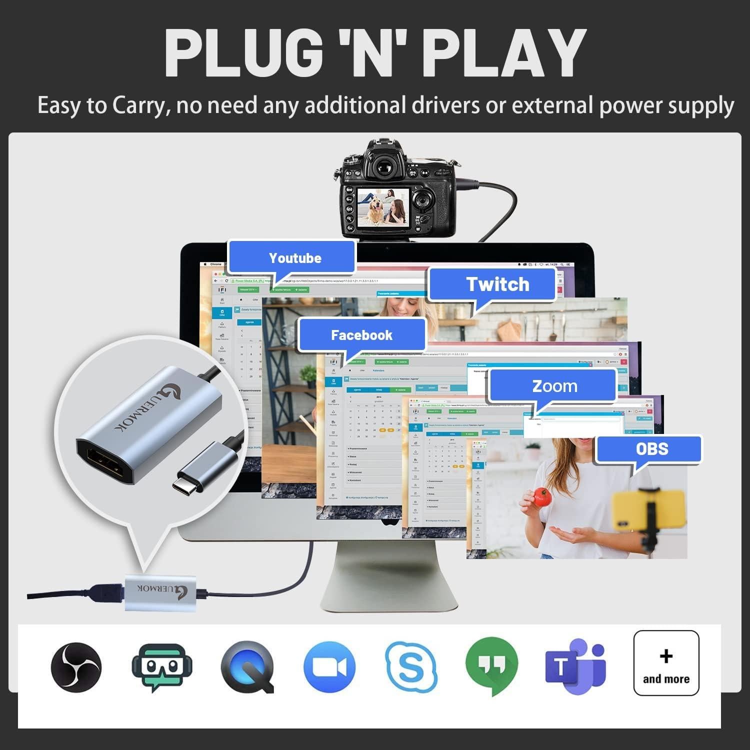 Tarjeta de Captura Guermok GVC-HDMI-USB3 4K 1080P 60FPS