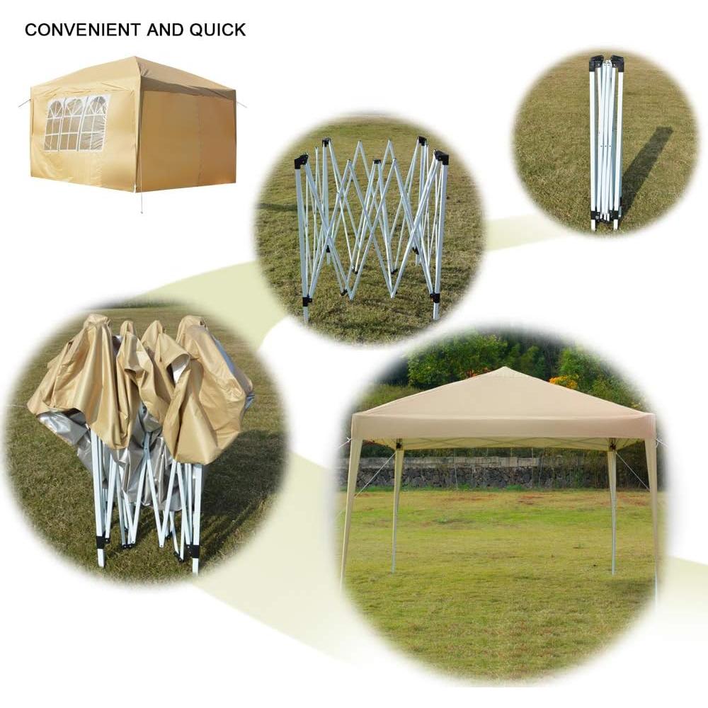 Carpa Plegable 3x3m AMOPA Impermeable con 4 Paredes y Ventanas